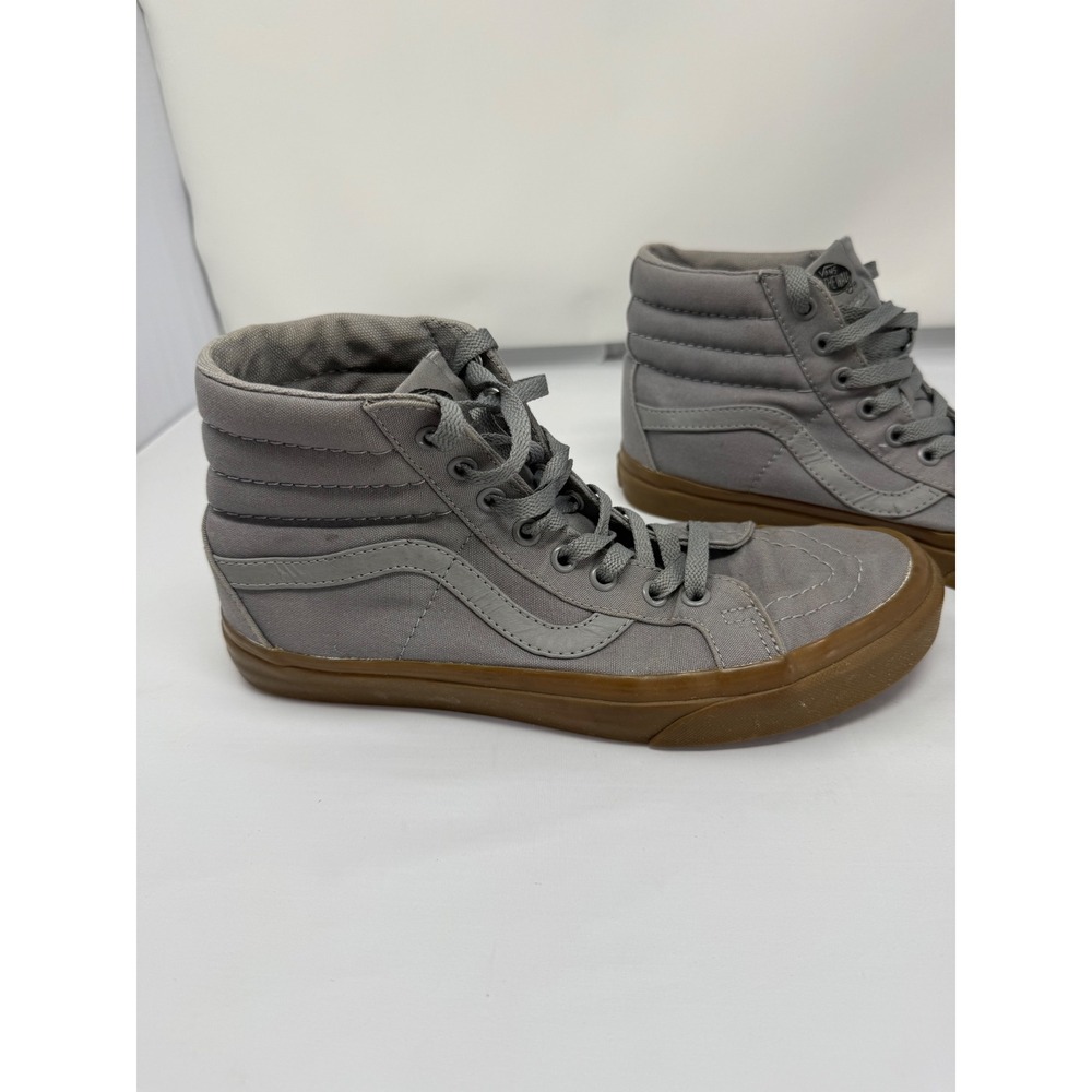 Vans Sk8-Hi High Top Sneakers Men 8.5 Women 10 Gray Canvas Gum Sole Skate Shoes